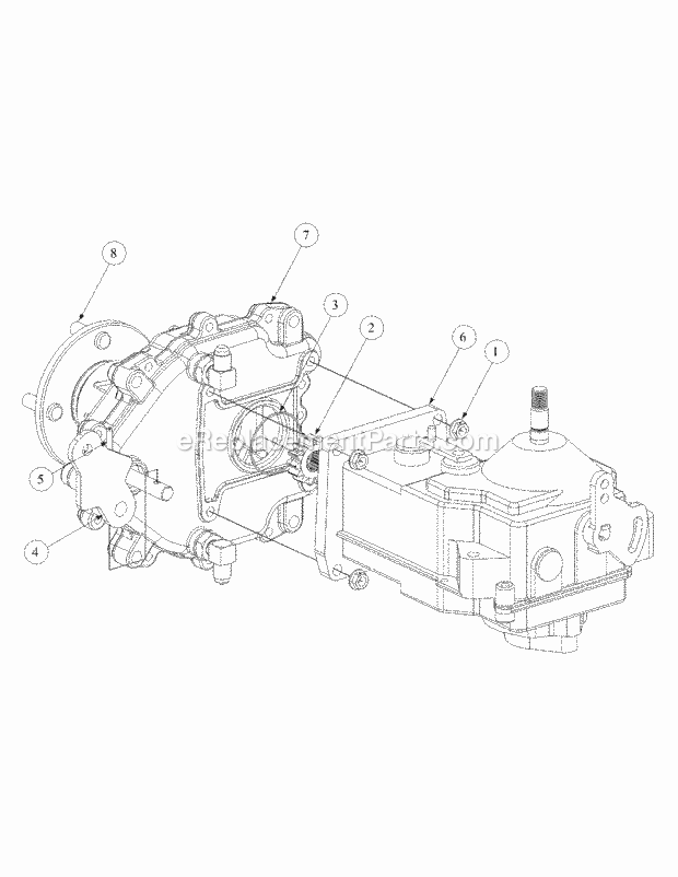 Assembly Pump Left Hand Diagram and Parts List for M54-KW 53AB5DBW150 Cub Cadet Sprayer